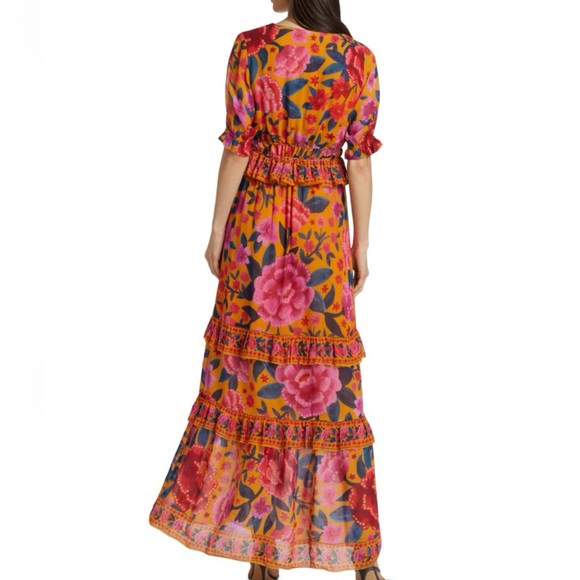 FARM Rio Vibrant Floral Maxi Dress - Orange and Pink - Picture 5 of 13